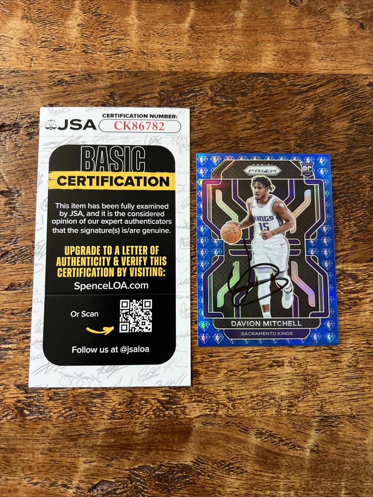 Davion Mitchell IP Signed Prizm Rookie Card JSA Coa Kings Autographed