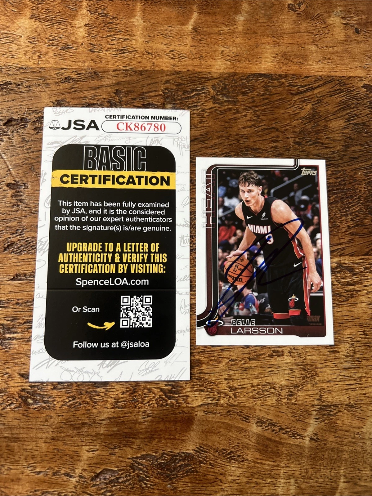Pelle Larsson IP Signed Topps Card JSA Coa Heat Autographed