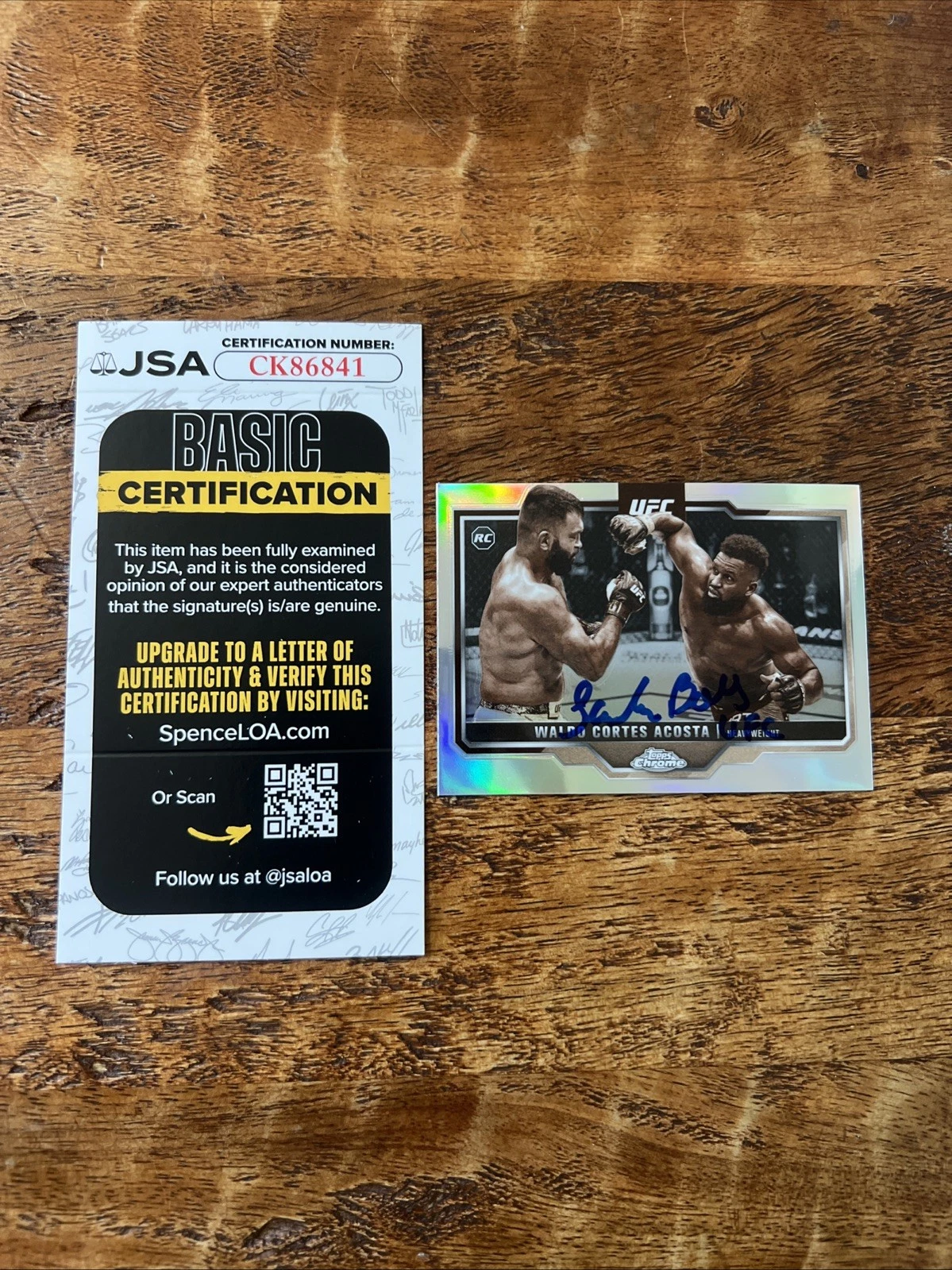 Waldo Cortes-Acosta IP Signed Topps Chrome RC Card JSA Coa Autographed UFC