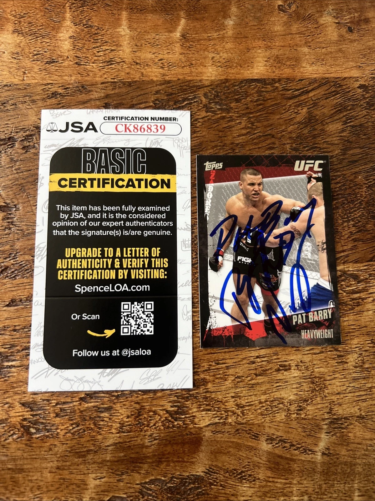 Pat Barry & Rose Namajunas IP Signed Topps Card JSA Coa Autographed UFC