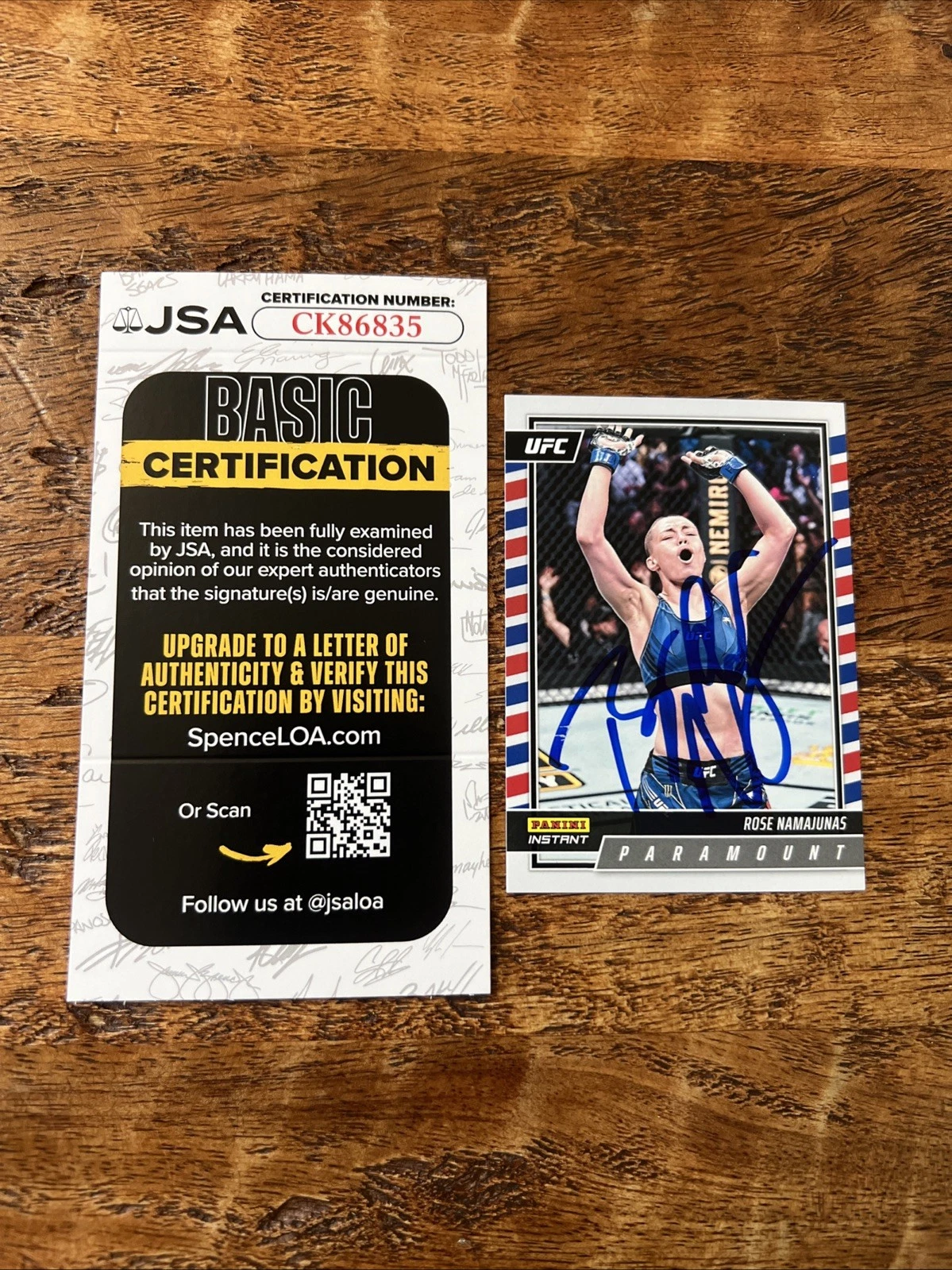Rose Namajunas IP Signed Panini Instant Card JSA Coa Autographed UFC Thug