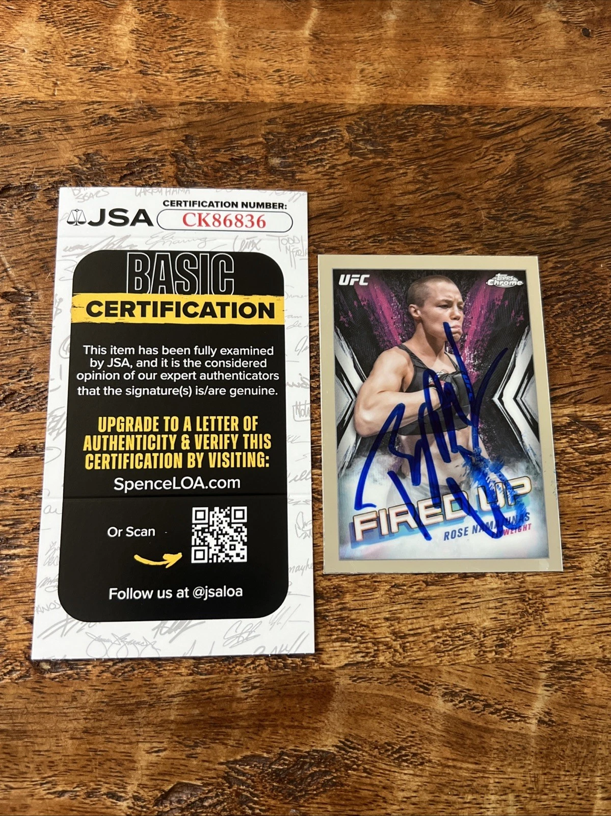 Rose Namajunas IP Signed Topps Chrome Card JSA Coa Autographed UFC Thug