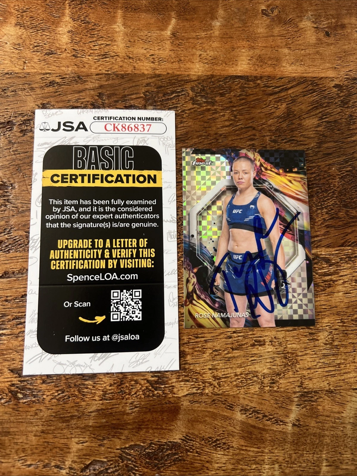 Rose Namajunas IP Signed Topps Finest Card JSA Coa Autographed UFC Thug