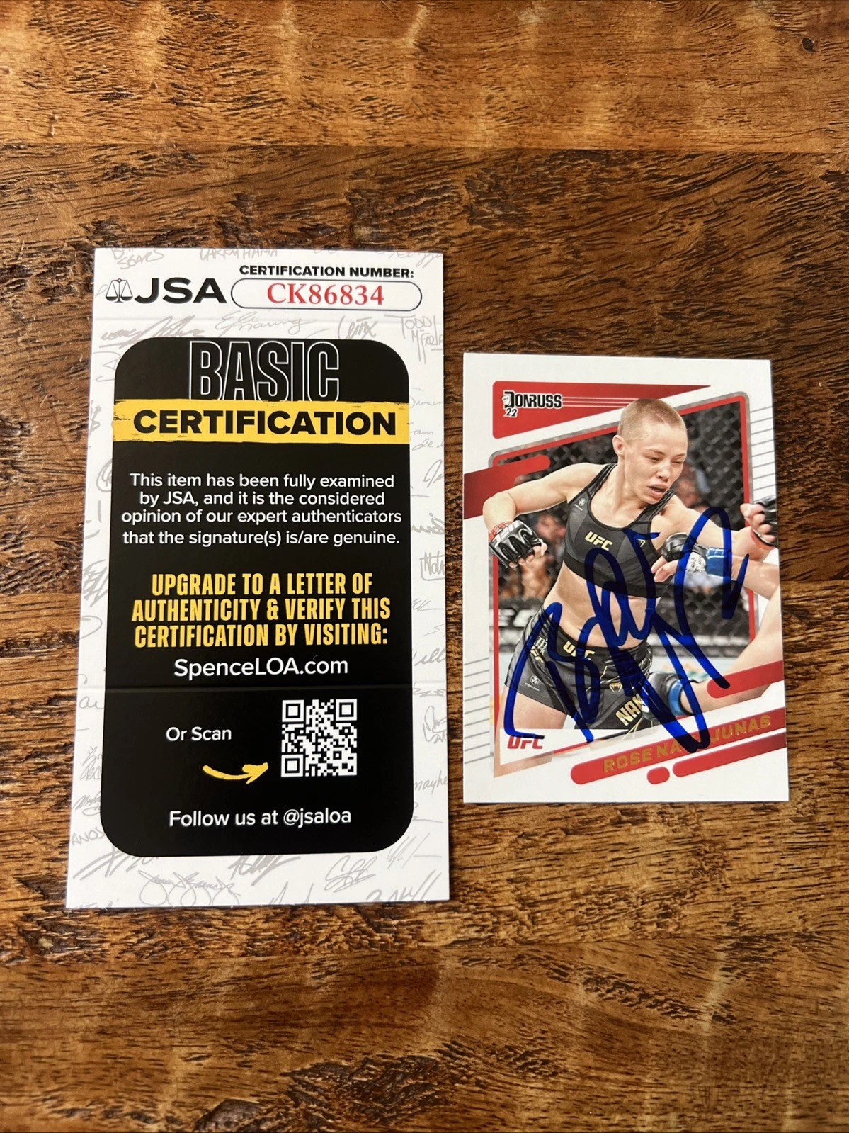 Rose Namajunas IP Signed Donruss Card JSA Coa Autographed UFC Thug