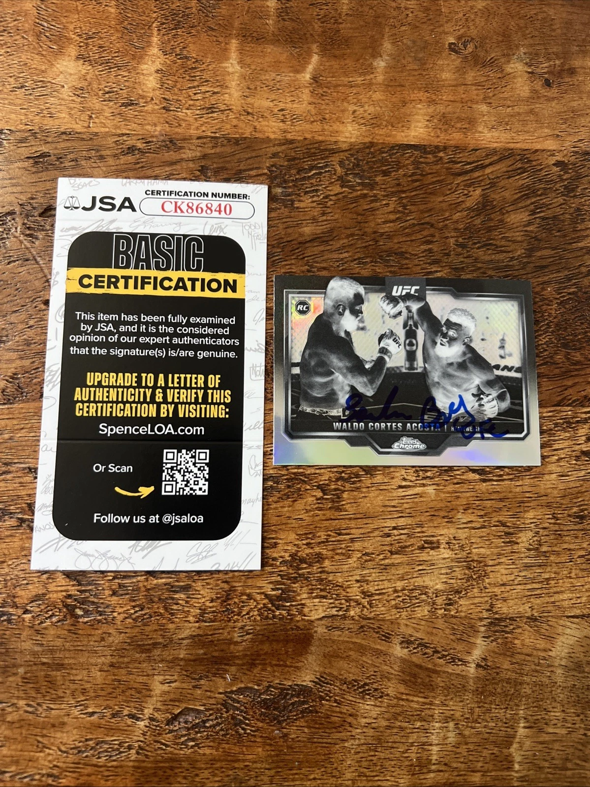 Waldo Cortes-Acosta IP Signed Topps Chrome RC Card JSA Coa Autographed UFC