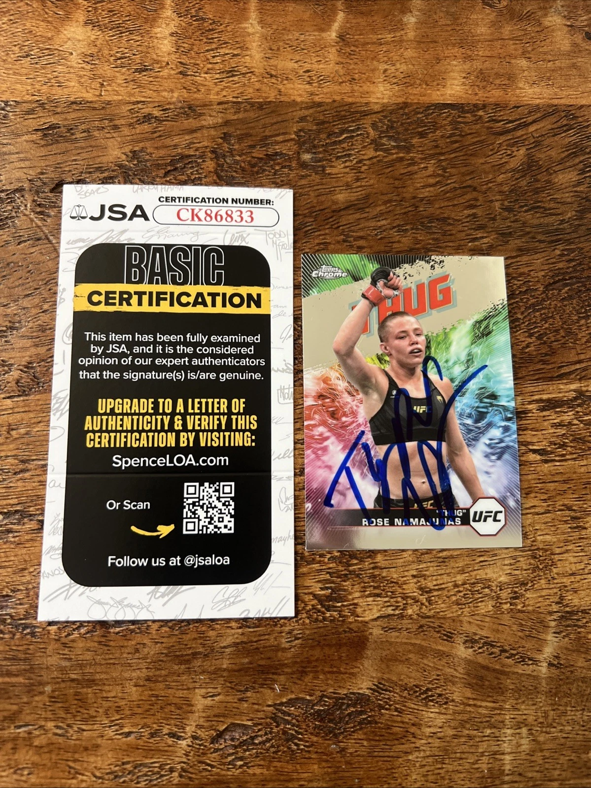 Rose Namajunas IP Signed Topps Chrome Card JSA Coa Autographed UFC Thug