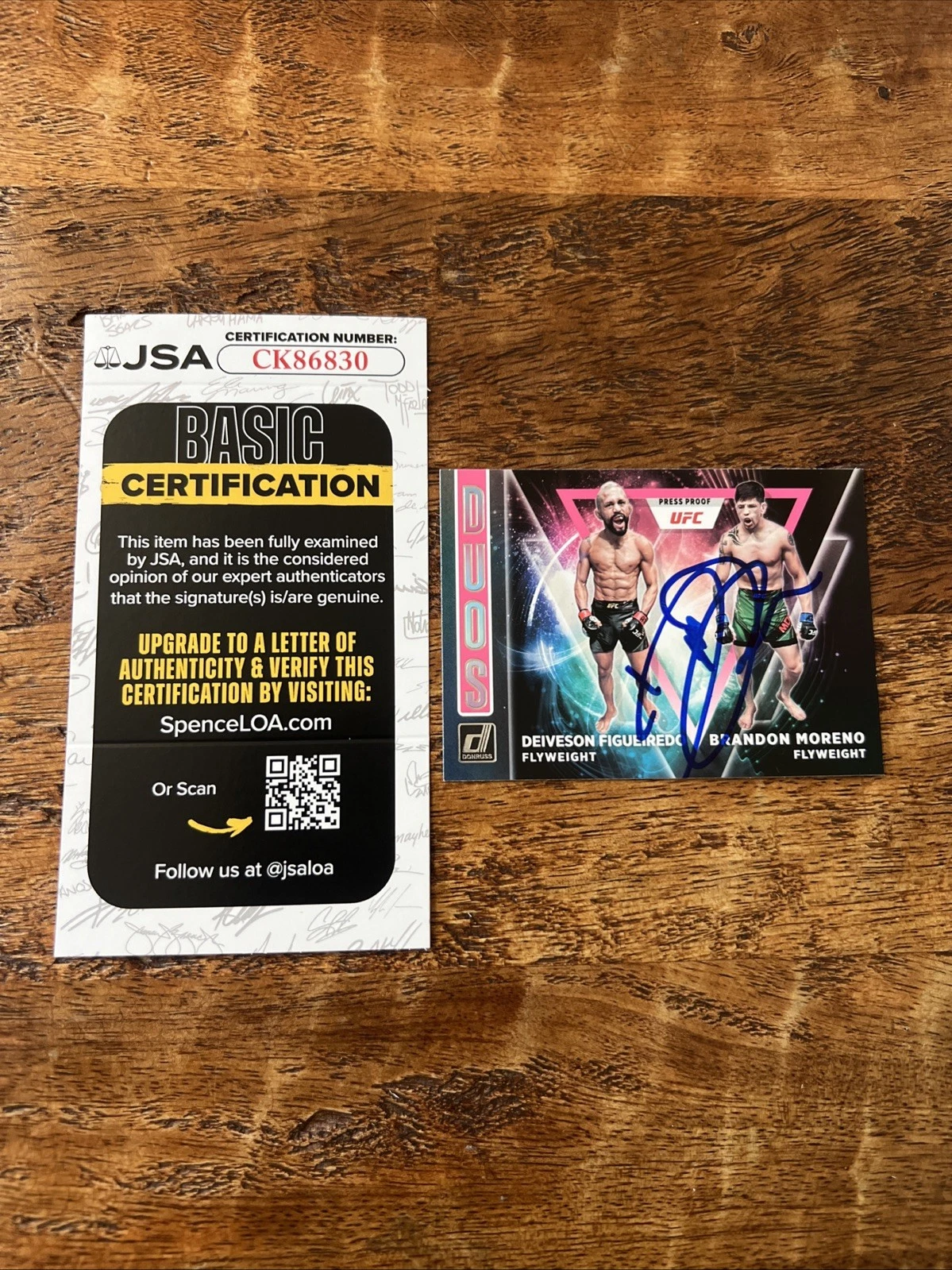 Deiveson Figueiredo IP Signed Donruss Card JSA Coa Autographed UFC