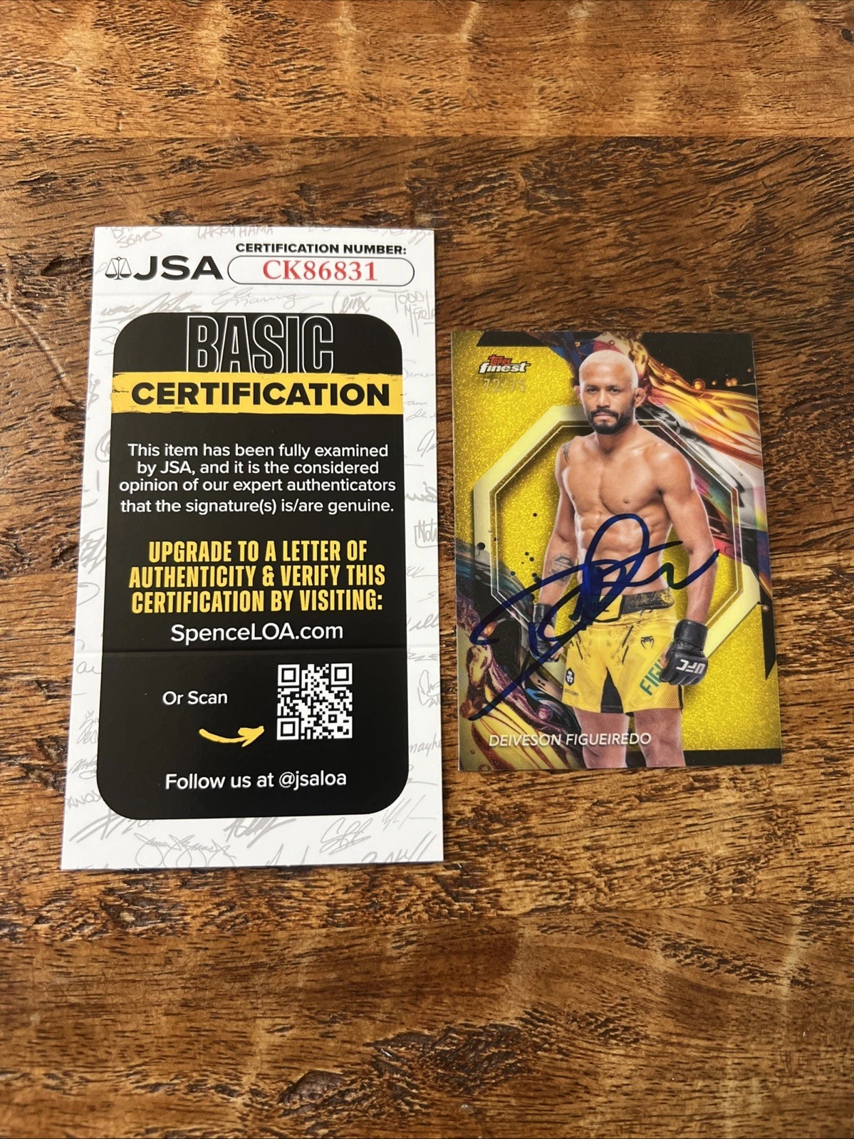 Deiveson Figueiredo IP Signed Topps Finest Card JSA Coa Autographed UFC