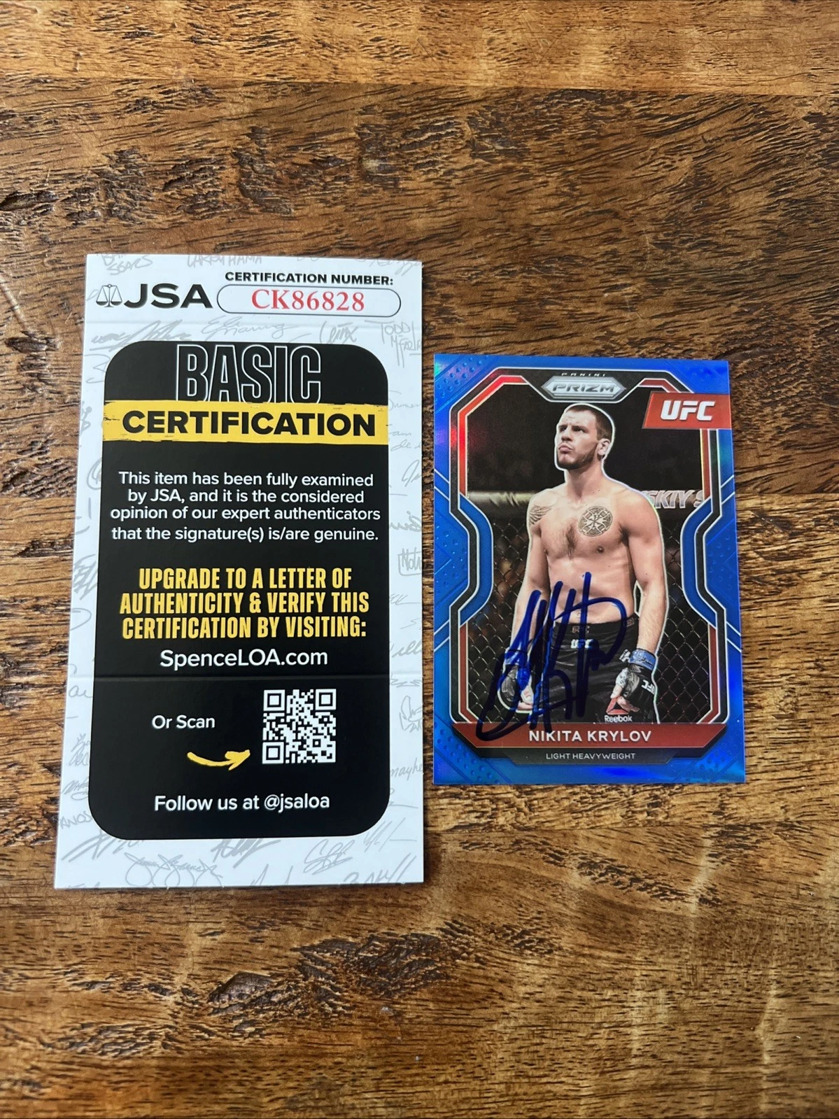 Nikita Krylov IP Signed Prizm Card JSA Coa Autographed UFC