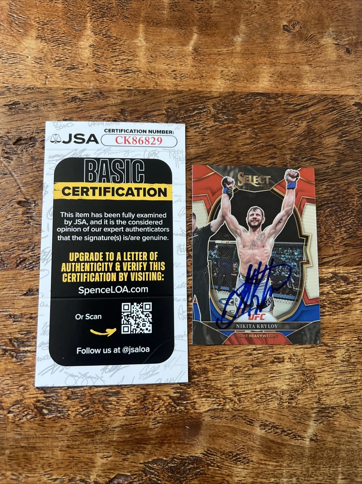 Nikita Krylov IP Signed Panini Select Card JSA Coa Autographed UFC