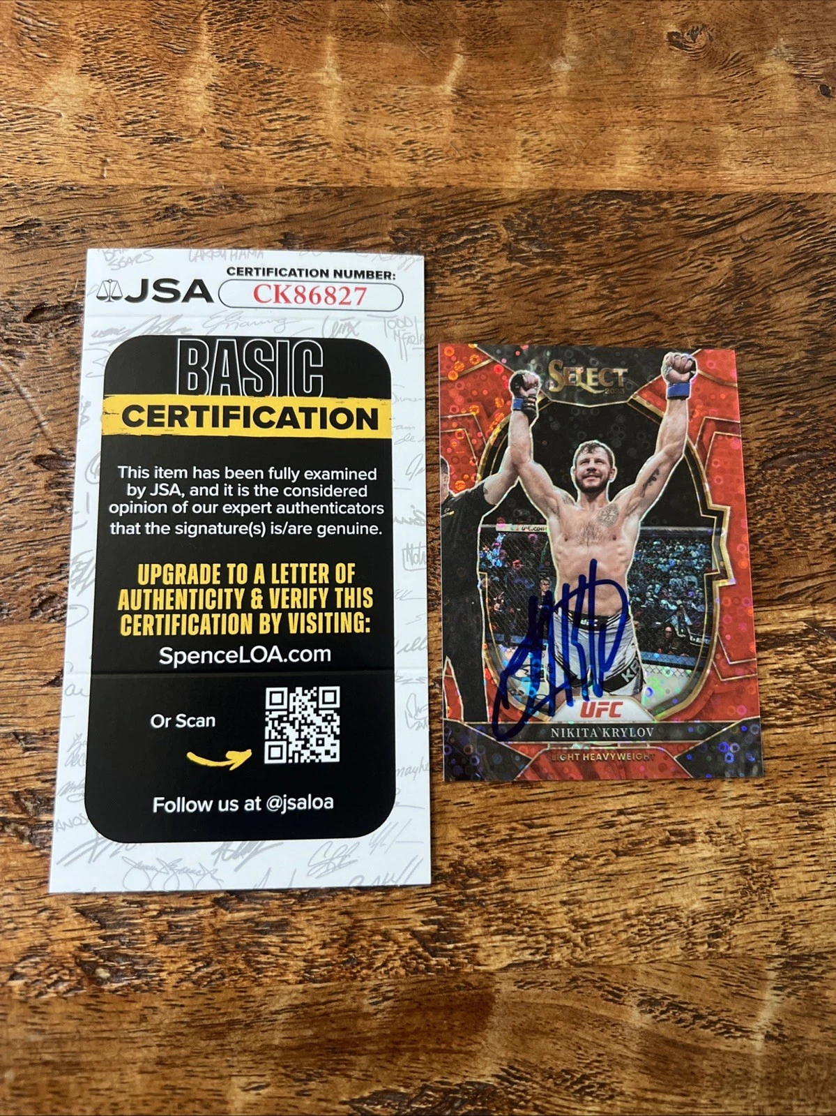 Nikita Krylov IP Signed Panini Select Card JSA Coa Autographed UFC