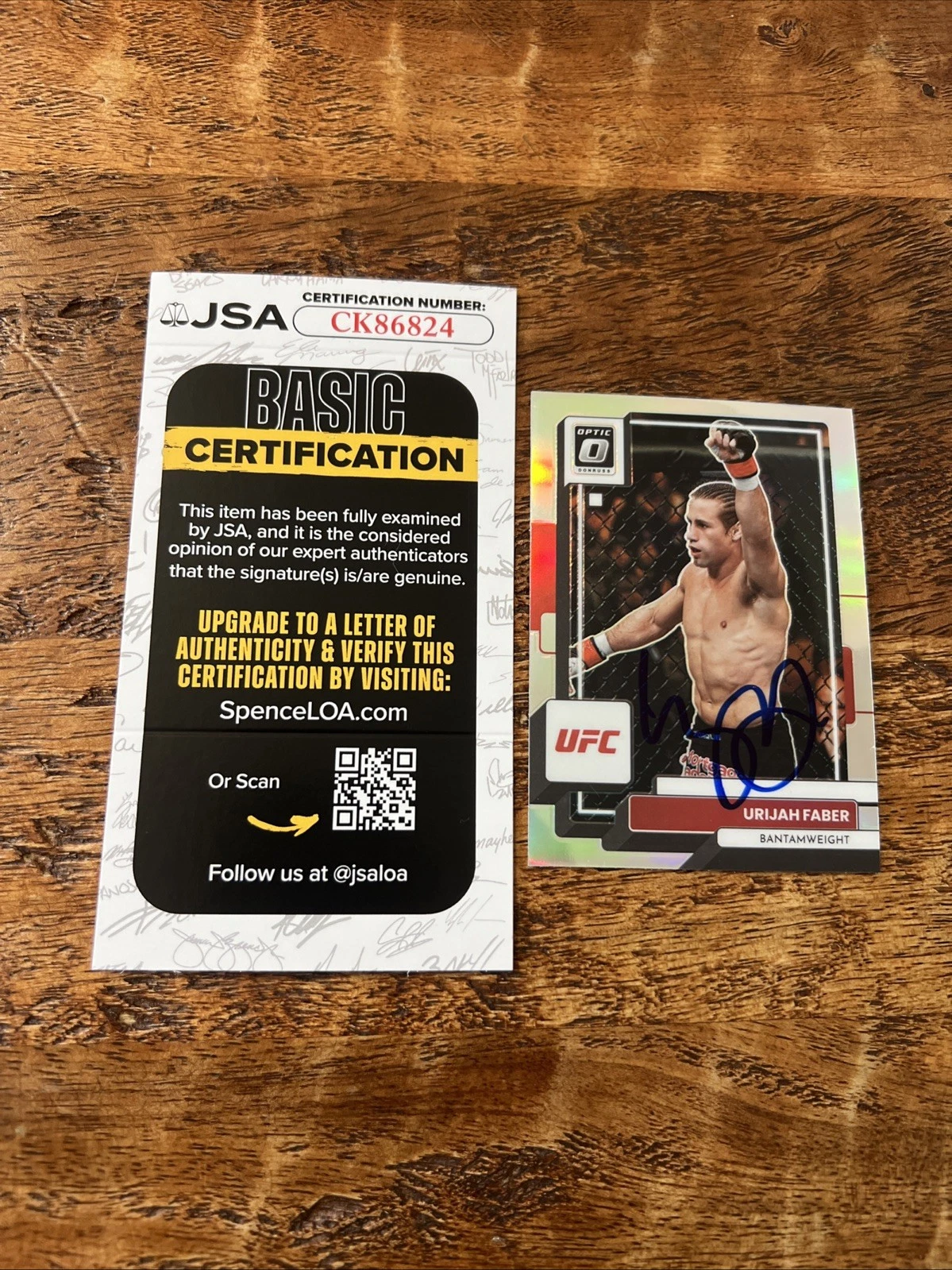 Urijah Faber IP Signed Optic Card JSA Coa Autographed UFC