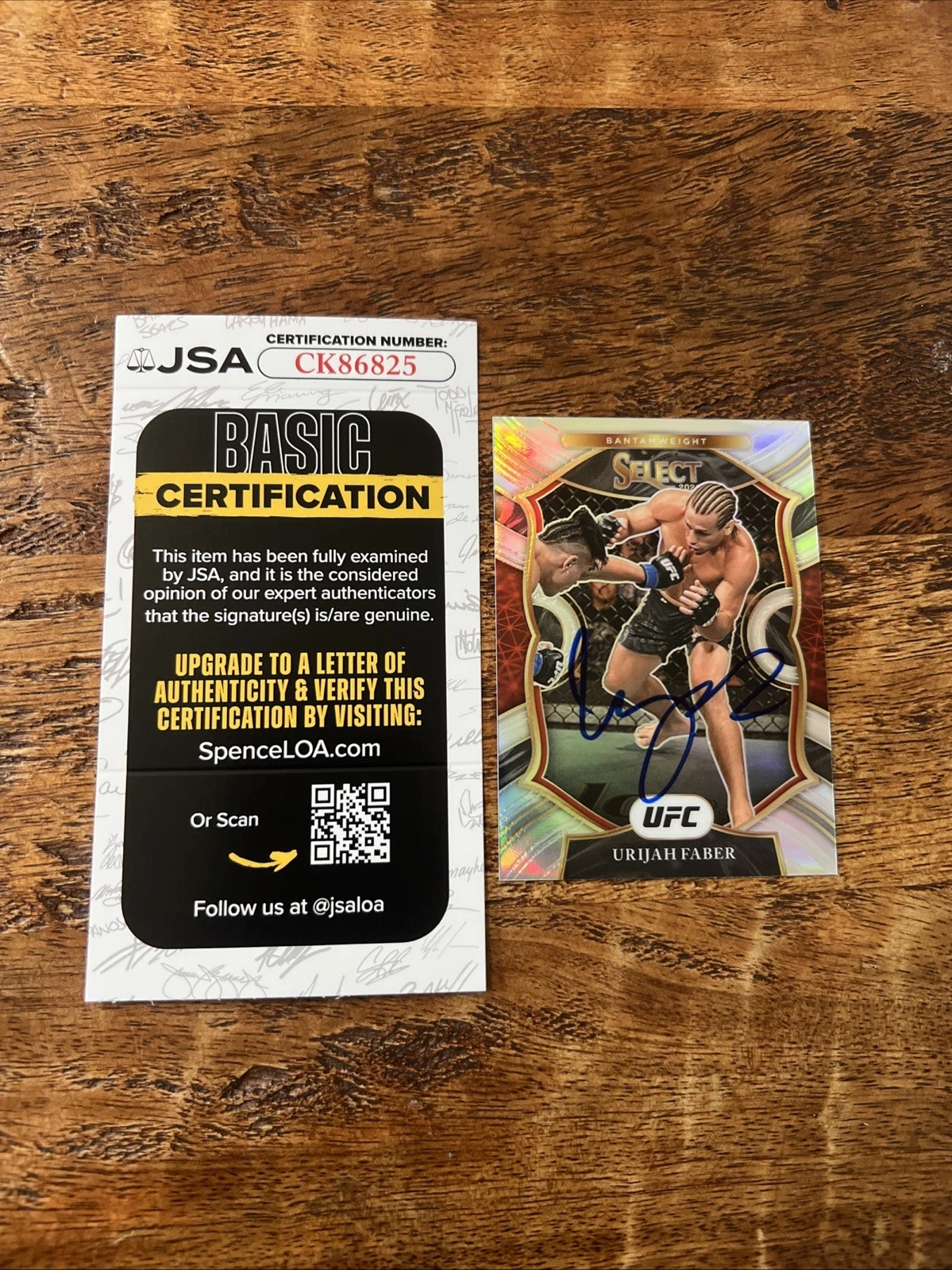 Urijah Faber IP Signed Panini Select Card JSA Coa Autographed UFC