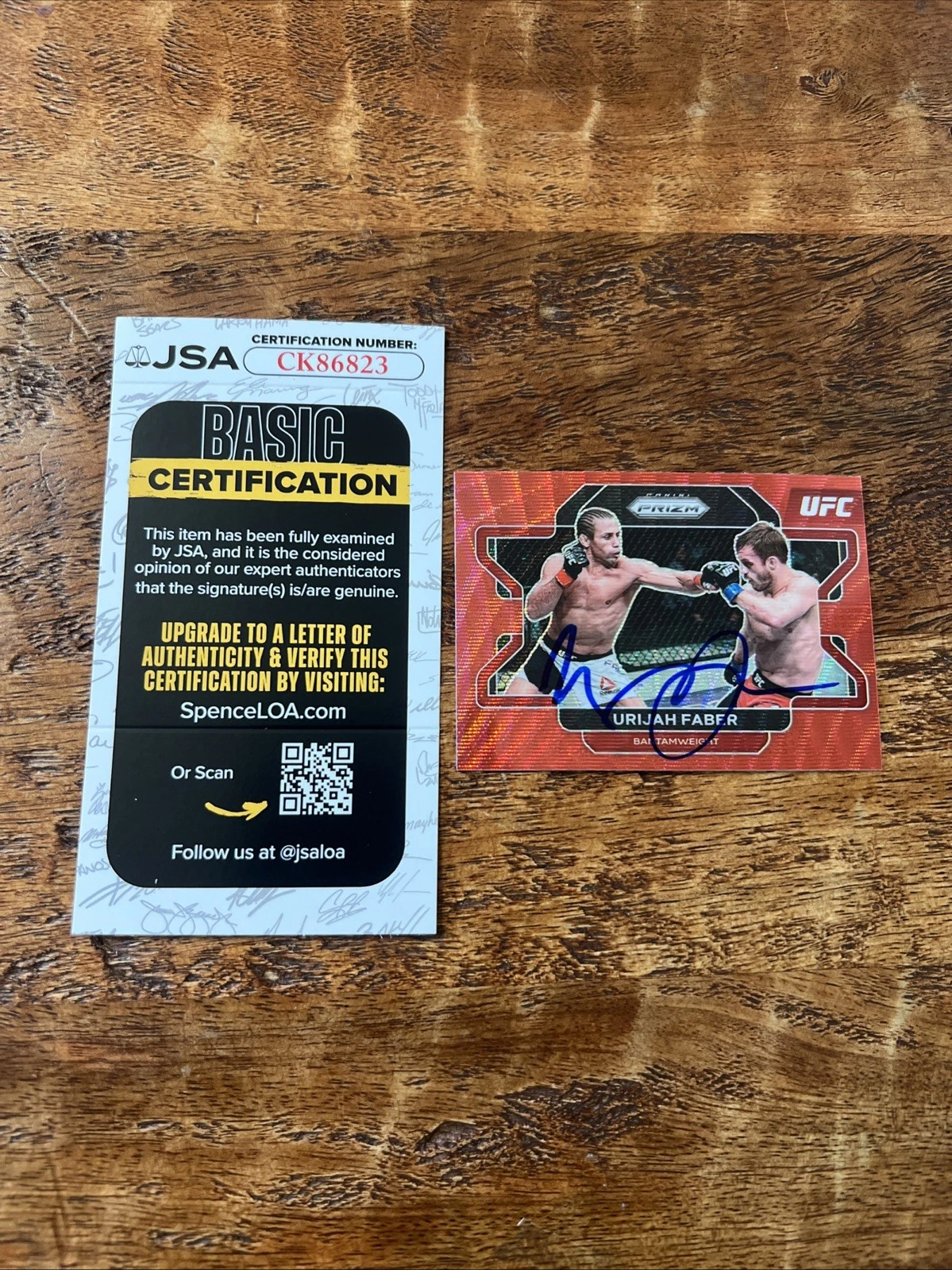 Urijah Faber IP Signed Panini Prizm Card JSA Coa Autographed UFC