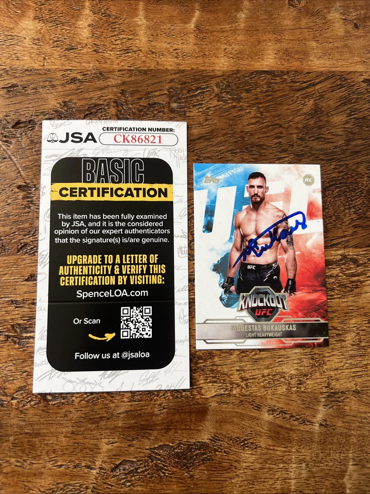 Modestas Bukauskas IP Signed Topps Rookie Card JSA Coa Autographed UFC