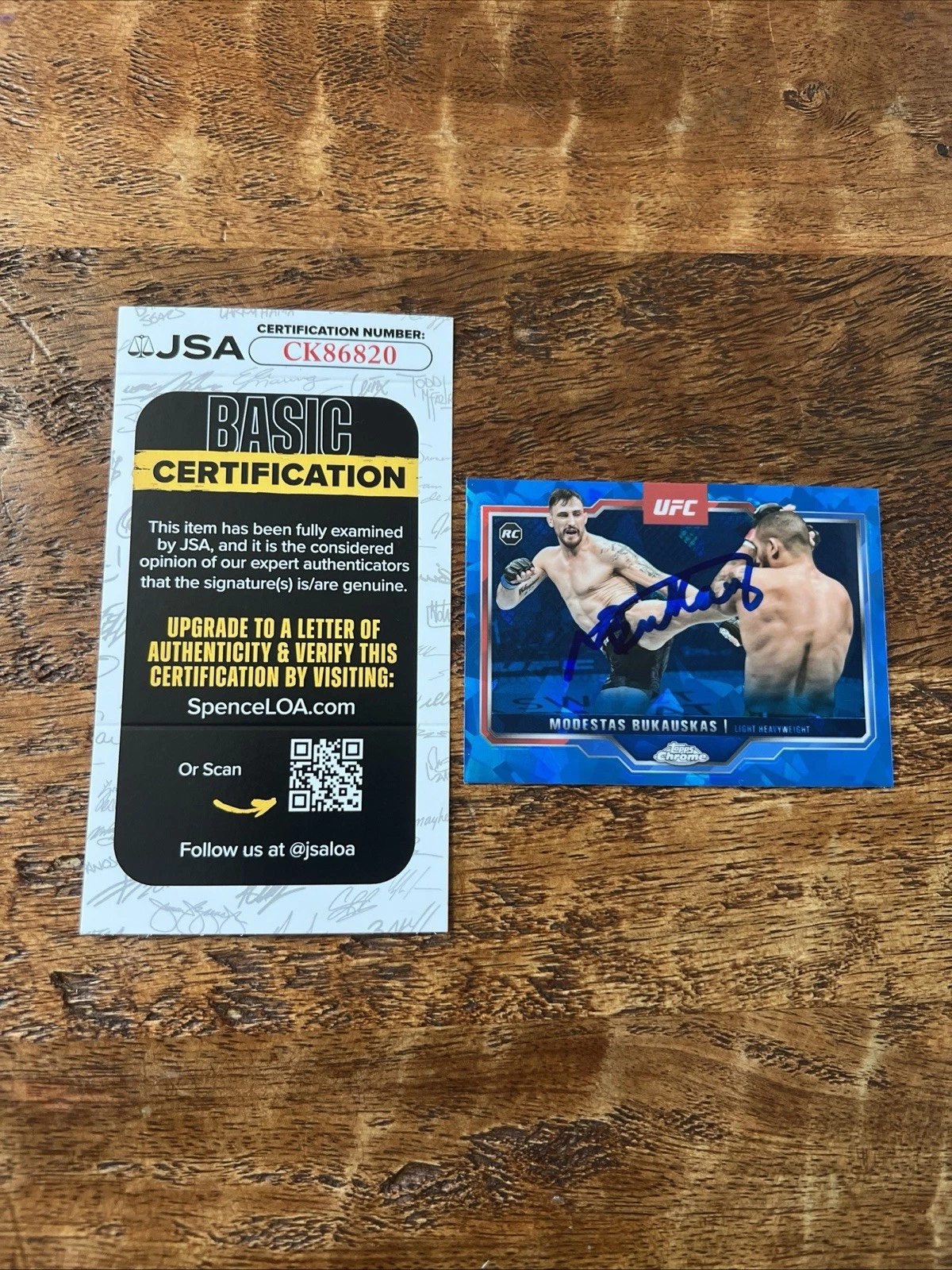 Modestas Bukauskas IP Signed Topps Chrome Rookie Card JSA Coa Autographed UFC