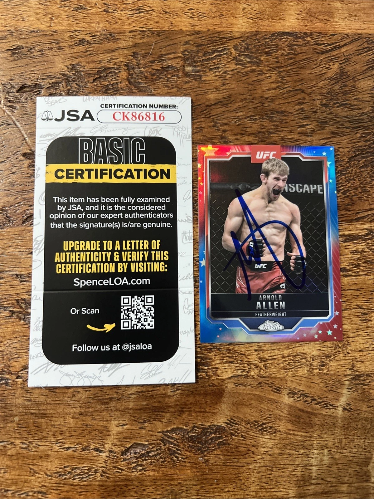 Arnold Allen IP Signed Topps Chrome Card JSA Coa Autographed UFC