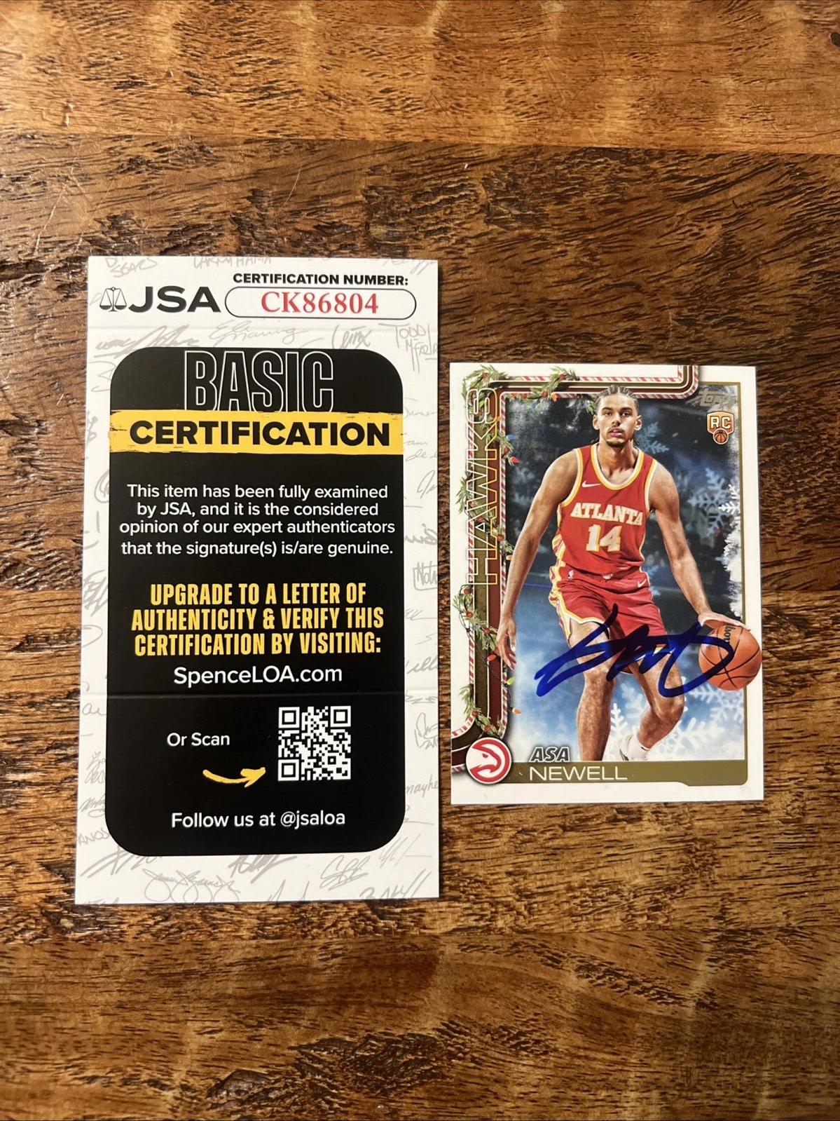 Asa Newell IP Signed Topps Rookie Card JSA Coa Hawks Autographed