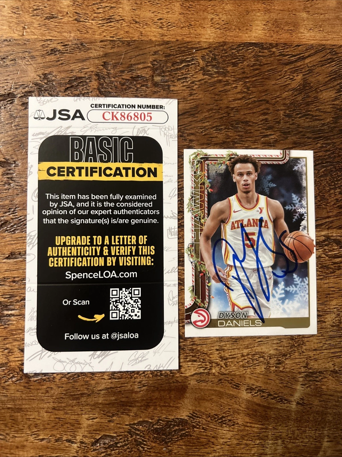 Dyson Daniels IP Signed Topps Card JSA Coa Hawks Autographed
