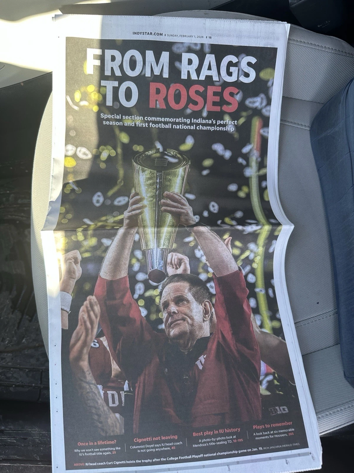 Indiana Hoosiers Newspaper Indianapolis Indy Star 2/1/26 Commemorative Edition