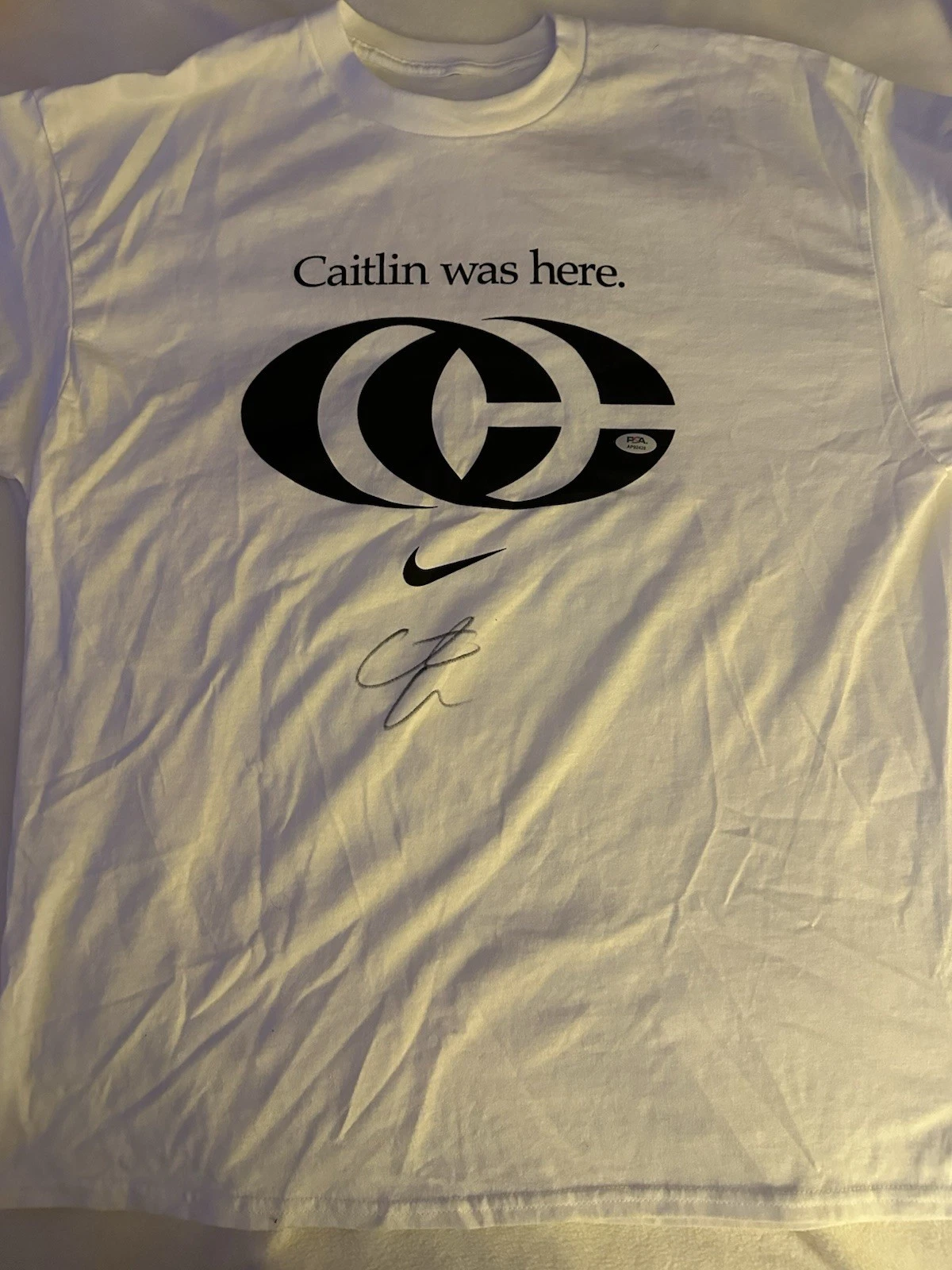 Caitlin Clark SIGNED Was Here Nike T-Shirt 2025 PSA Authenticated M Fever SGA