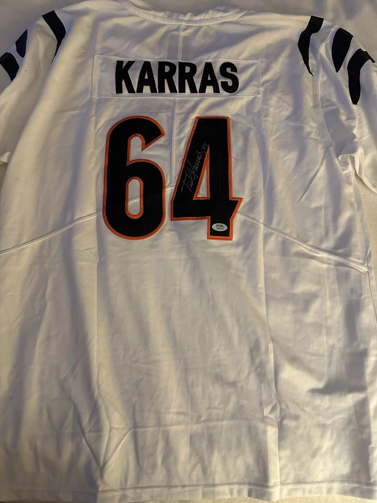 Ted Karras SIGNED Cincinnati Bengals Stitched Jersey PSA Authenticated XL