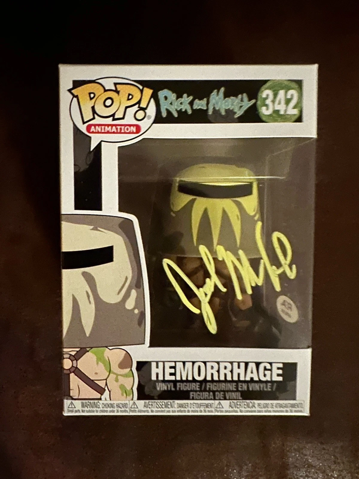 Joel McHale SIGNED Hemorrhage Funko Pop 342 PSA/DNA Aurhenticated COA Rick Morty