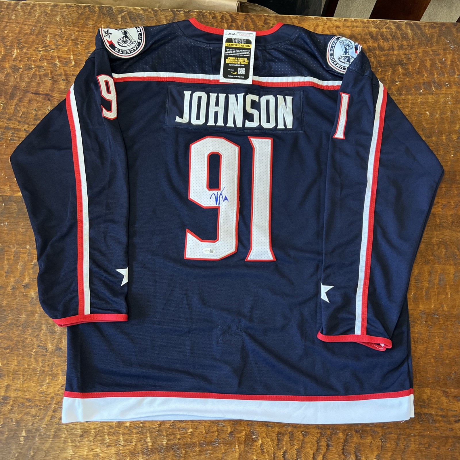 Kent Johnson Signed Columbus Blue Jackets Jersey JSA Coa Autographed