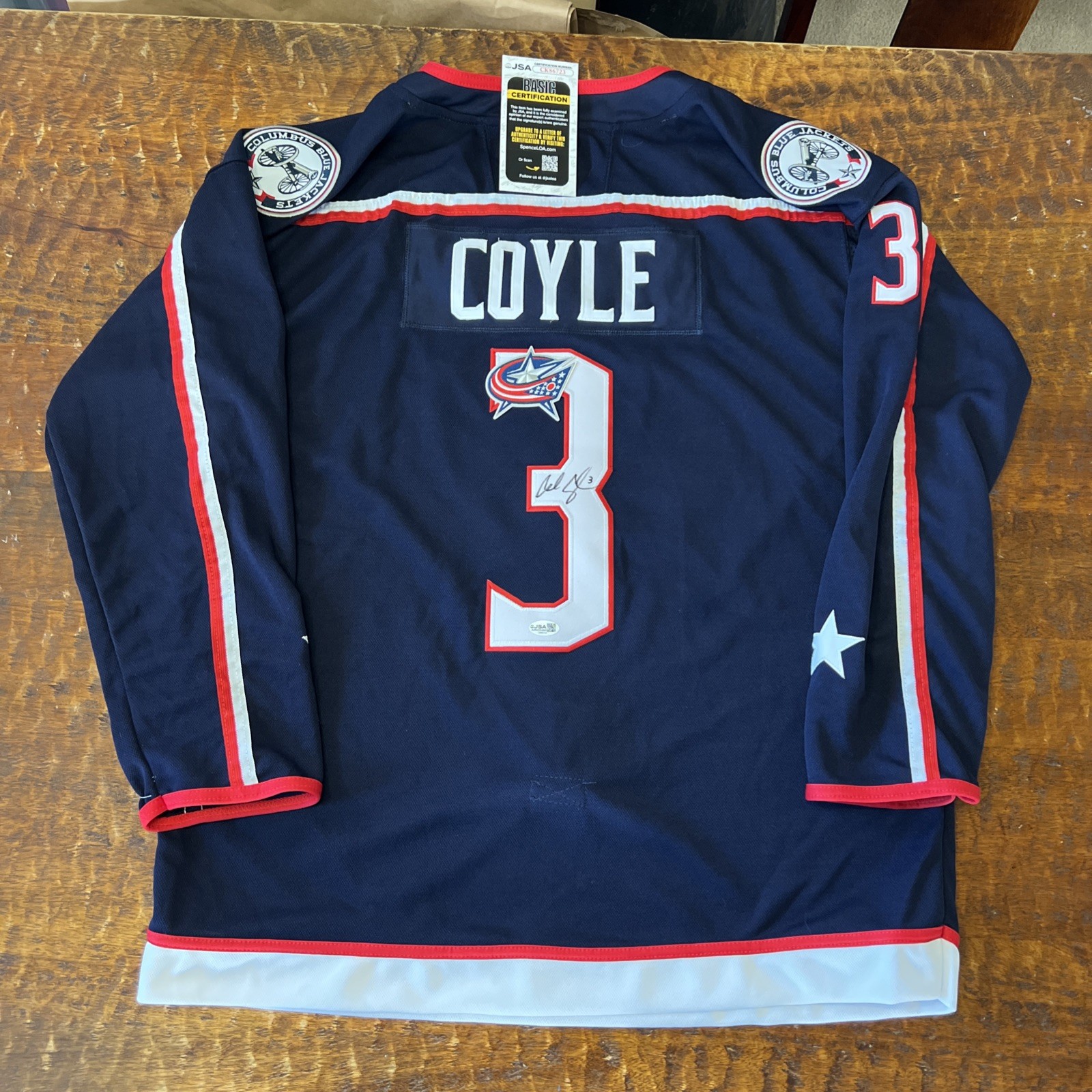 Charlie Coyle Signed Columbus Blue Jackets Jersey JSA Coa Autographed
