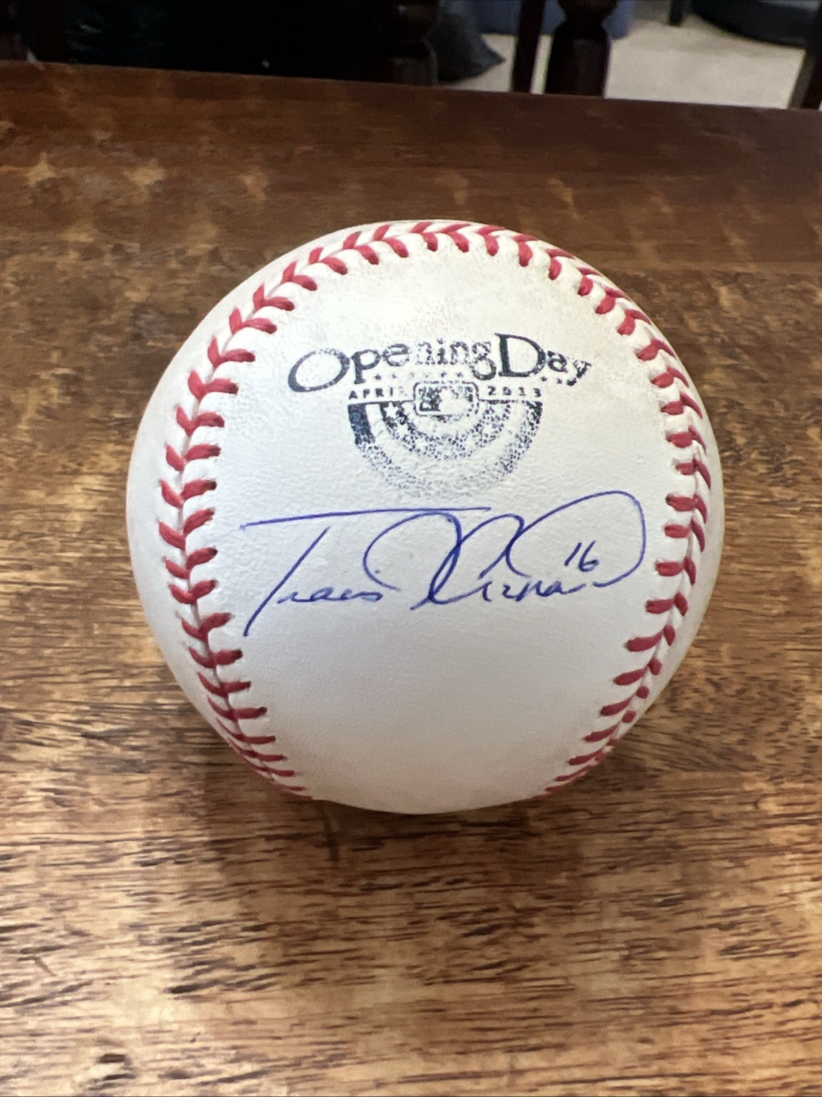 Travis d'Arnaud Signed 2013 Opening Day Baseball JSA Coa Mets Autographed