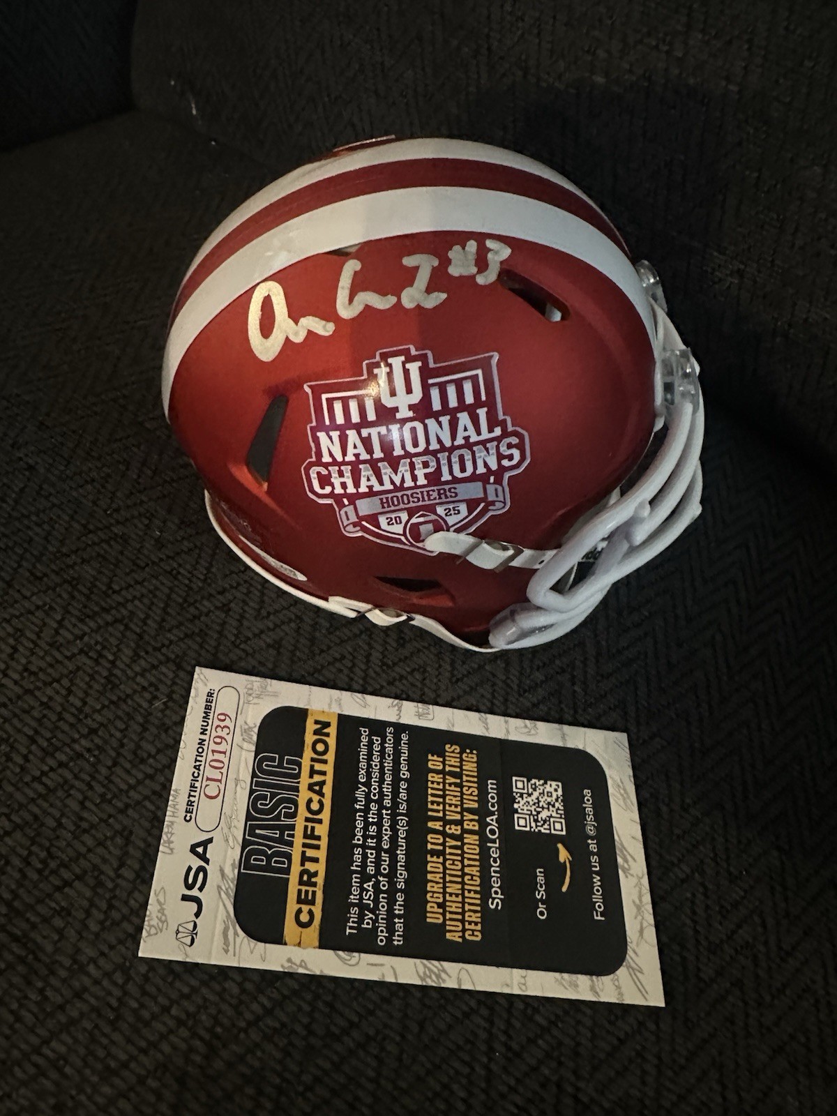 Omar Cooper Jr Signed Mini Helmet JSA Authenticated COA Indiana Hoosiers Champs