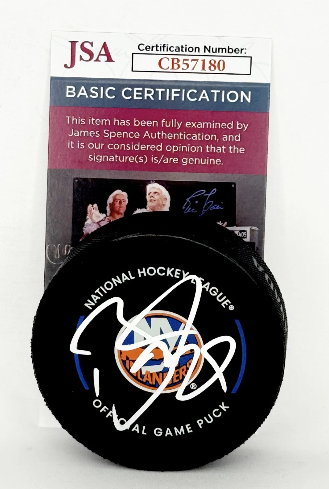 Brock Nelson signed New York Islanders Official Game Puck autographed JSA