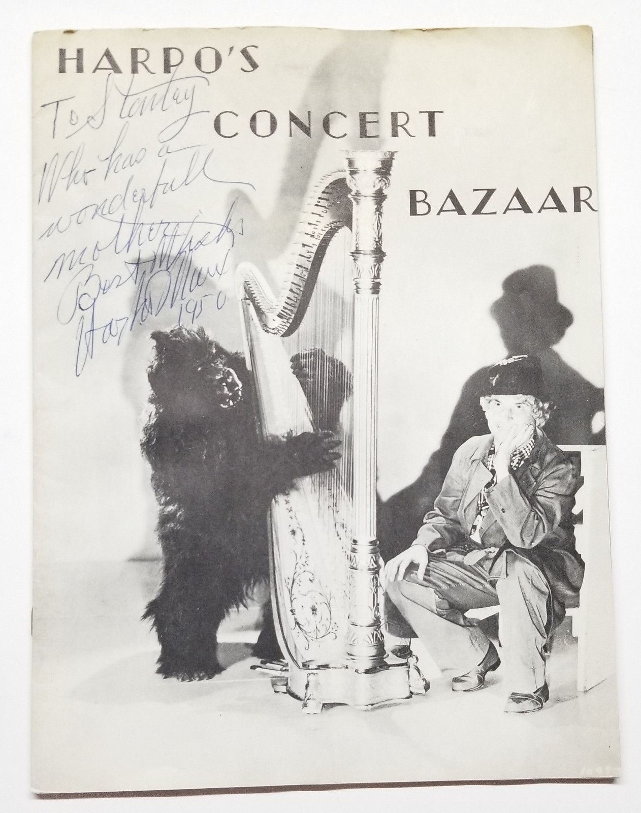 Harpo Marx SIGNED 1950 Harpo's Concert Bazaar Souvenir Program JSA LOA Autograph