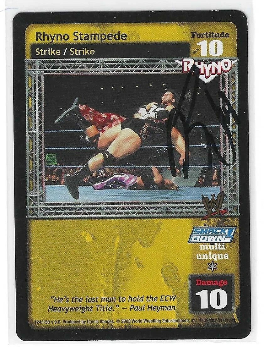 Rhyno Signed 2003 WWE Raw Deal Game Card