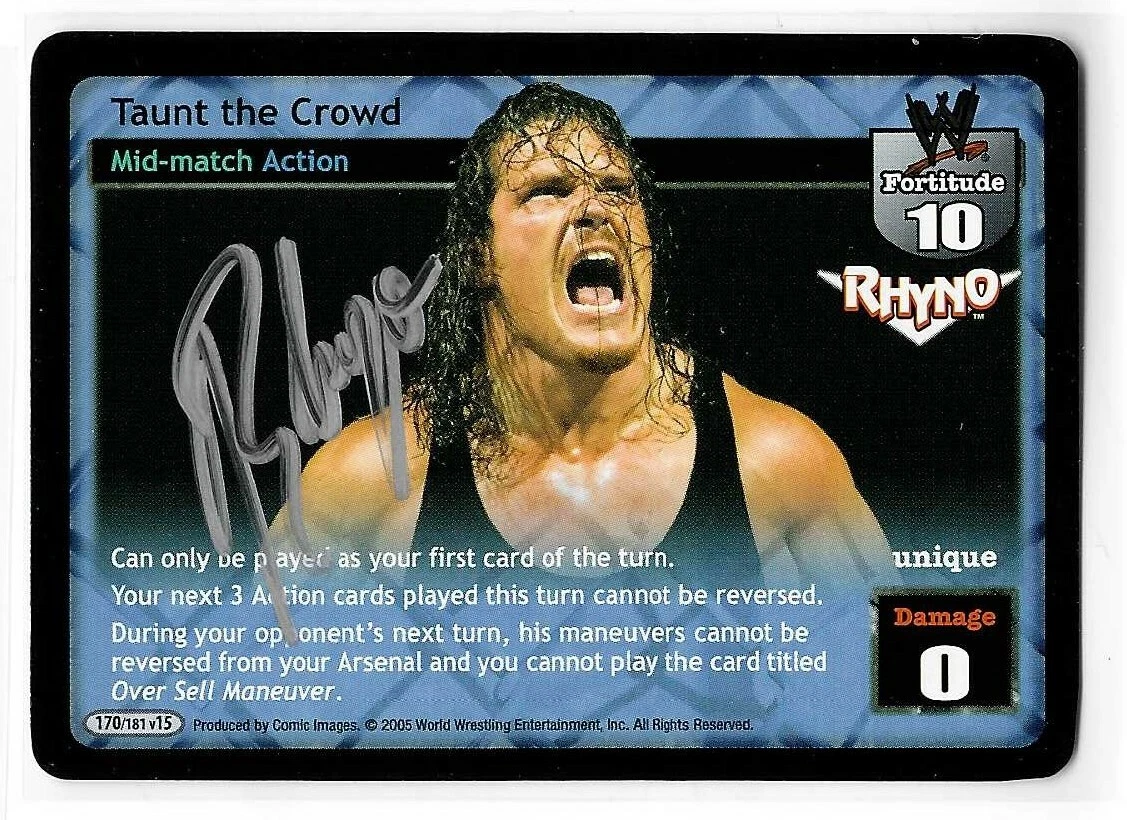 Rhyno Signed 2005 WWE Raw Deal Game Card