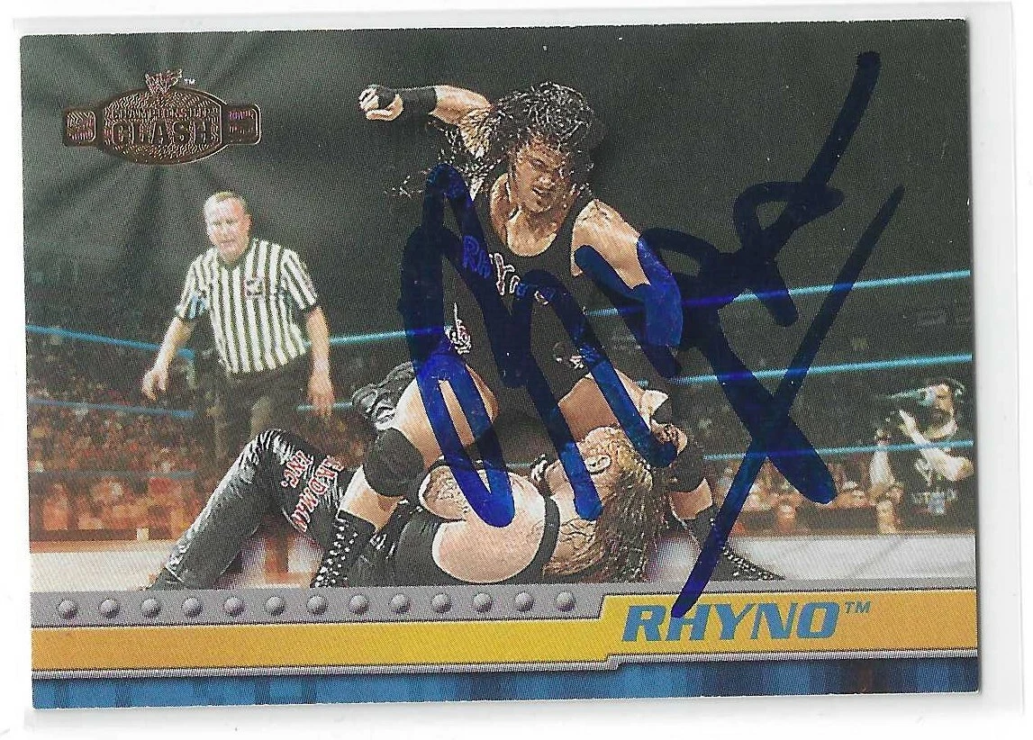 Rhyno Signed 2001 Fleer WWF Clash Card #37 WWE