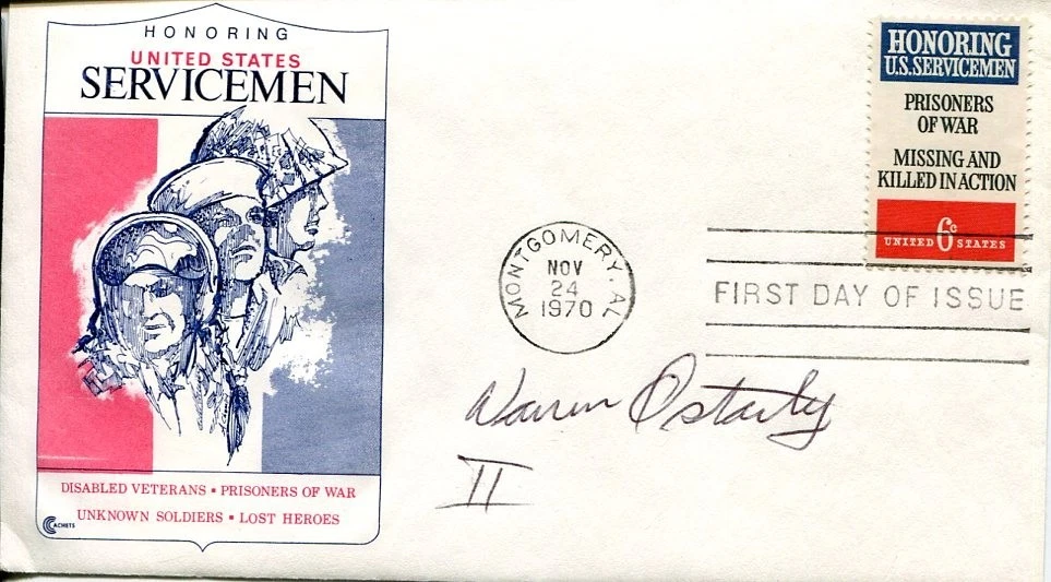 Warren Ostarly Army Corps of Engineers Omaha Beach WWII POW Signed Autograph FDC