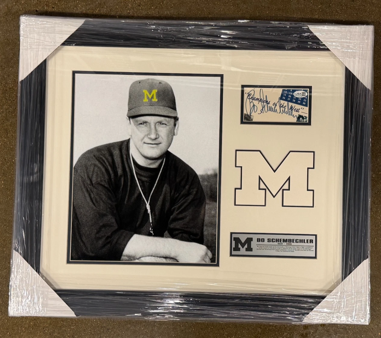 Bo Schembechler Signed Michigan Wolverines Framed Photo Display JSA COA