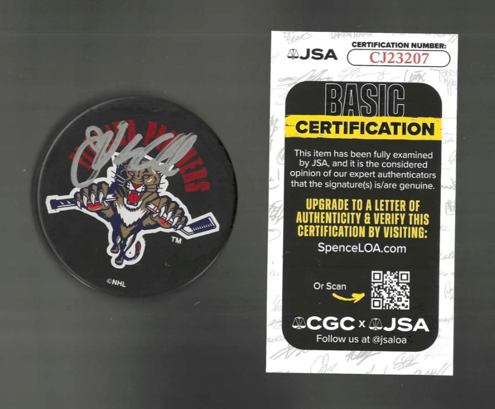 John Vanbiesbrouck Signed Florida Panthers Souvenir Puck JSA COA