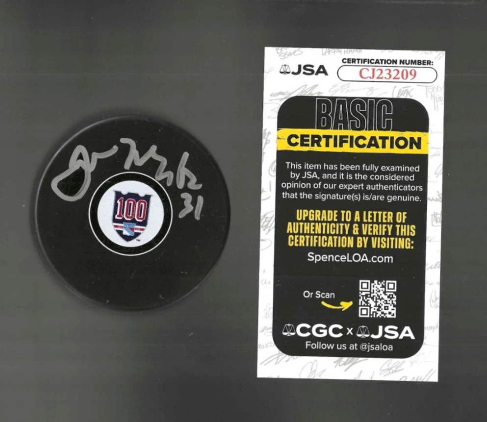 Jason Muzzatti Signed New York Rangers Centennial 100th Puck JSA COA