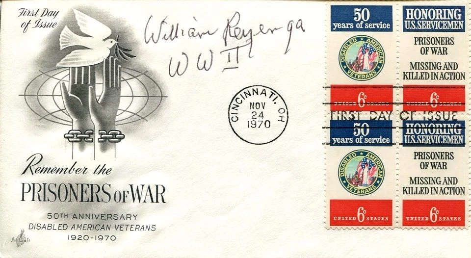 William H. Reyer US Army WWII War POW Signed Autograph FDC
