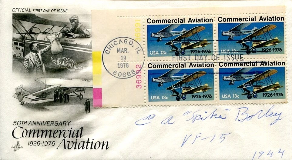 Clarence Spike Borley VF-15 USN WWII War Fighter Pilot Ace Signed Autograph FDC