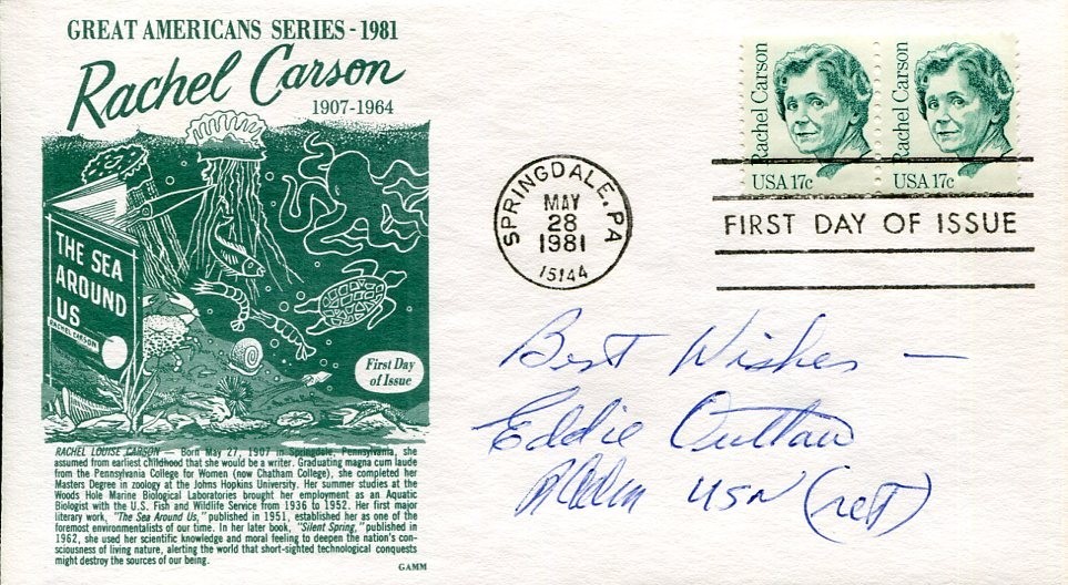 Admiral Edward Cobb Outlaw WWII Pilot Ace In Day Navy Cross Signed Autograph FDC