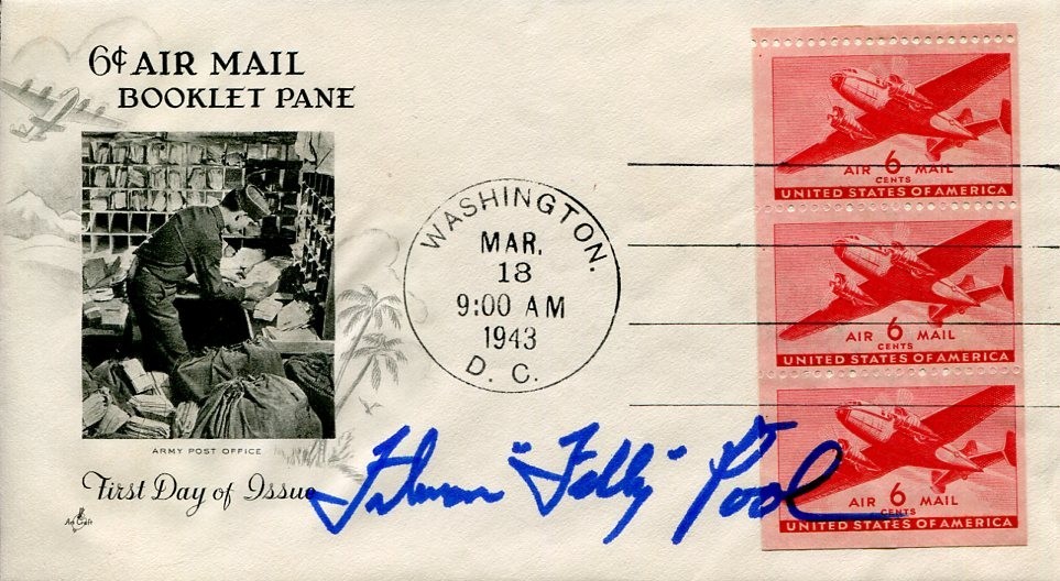 Tilman Pool 4 DSC USN Navy WWII War Fighter Pilot Ace Signed Autograph FDC