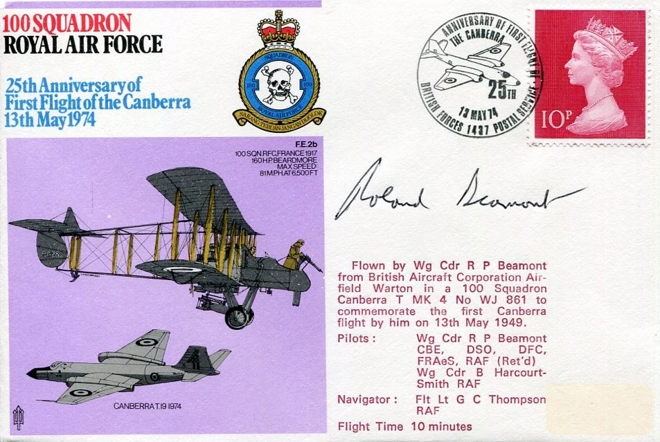 Roland Beamont RAF WWII War Ace Fighter Battle of Britain Signed Autograph FDC