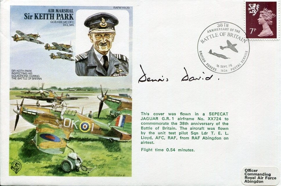 Dennis David RAF WWII War Ace Fighter Battle of Britain France Signed Autograph
