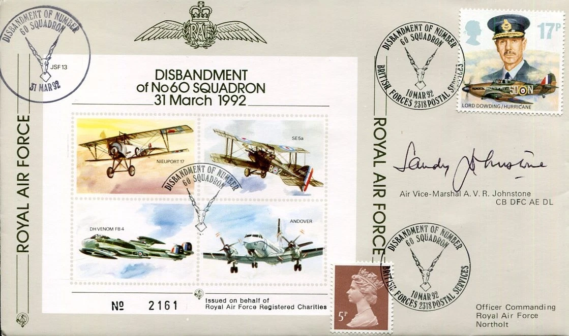 Sandy Johnstone RAF WWII War Ace Fighter Battle of Britain Signed Autograph FDC