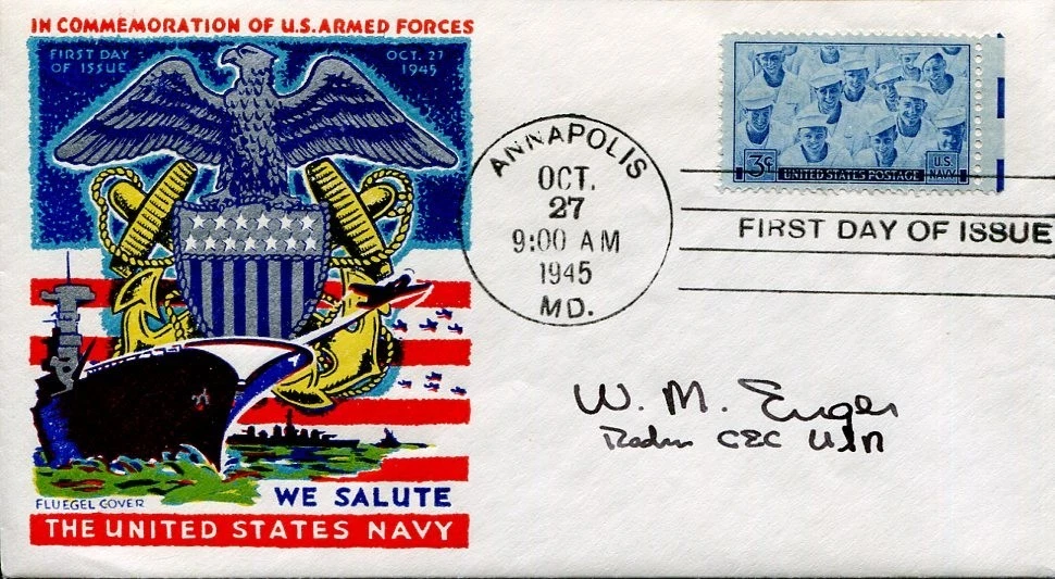 Admiral Walter Enger WWII War XO 19th Naval Construction Seabee Signed Autograph