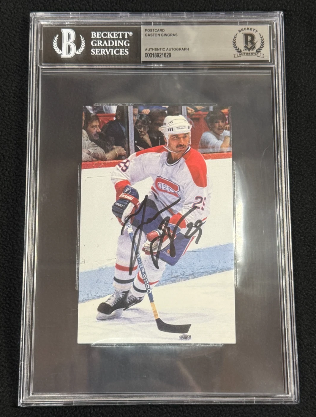 Gaston Gingras Signed Montreal Canadiens Postcard Beckett Certified