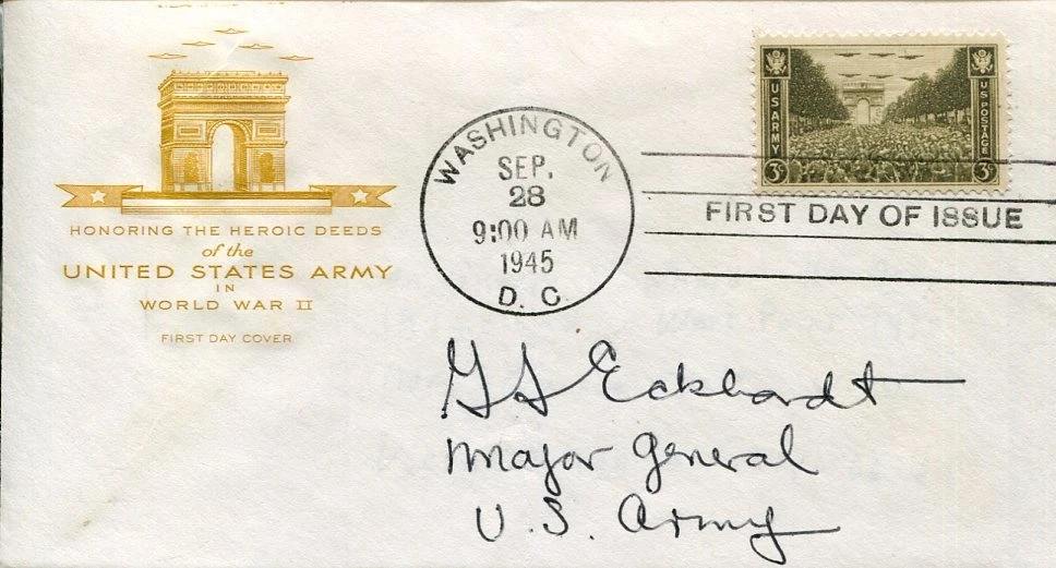 General George Eckhardt WWII Korean War 9th Infantry Division Signed Autograph